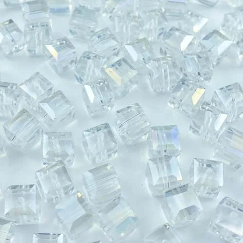 Miniatura 20 de 100 piezas 6 mm cuadrados Cuentas de cristal de colores AB mixtos para hacer joyas Mezcla de colores AB