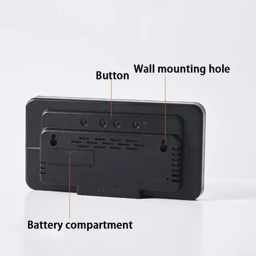 Miniatura 5 de Reloj digital de montaje en pared con pantalla grande con fecha y hora de la semana, 3 ajustes de brillo, formato dual de 12/24 horas para una fácil