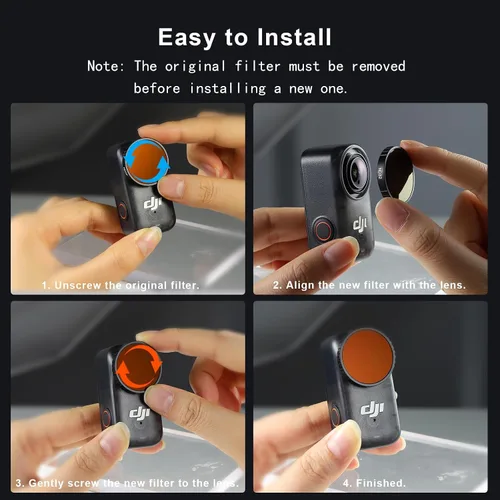 Miniatura 7 de Haoge Filtro de difusión negra de 1/4 para DJI Osmo Nano, filtro de lente de niebla cinematográfica de ensueño, filtro de vidrio óptico HD