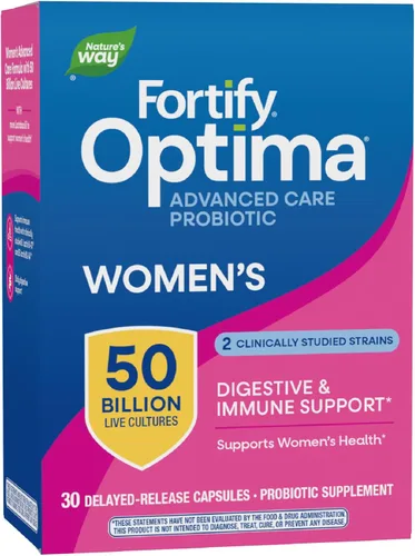 Nature's Way Probiótico Fortify Optima Advanced Care para mujeres, 50 mil millones de cultivos vivos, 8 cepas, apoya la salud digestiva e