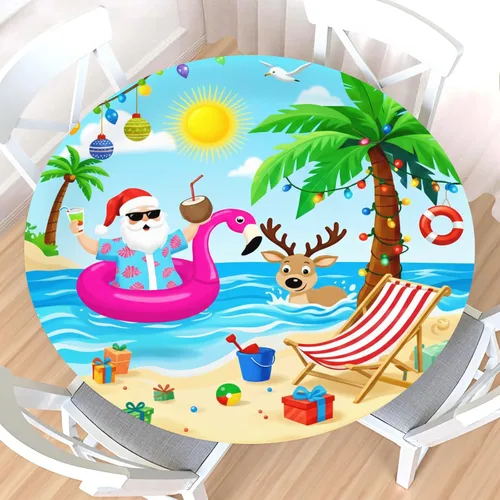 Miniatura 71 de Mantel redondo ajustable para el 4 de julio con borde elástico, impermeable, lavable, azul, rojo, blanco, estrella, patriótica, independencia, Día