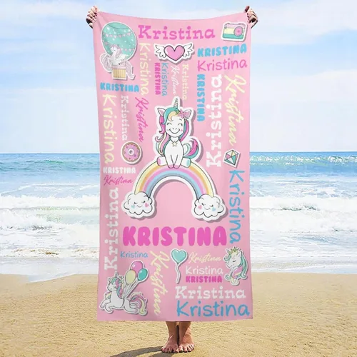 Miniatura 19 de Toallas de playa personalizadas para niños y adultos, regalos personalizados con nombre, toalla de playa de microfibra de gran tamaño de secado