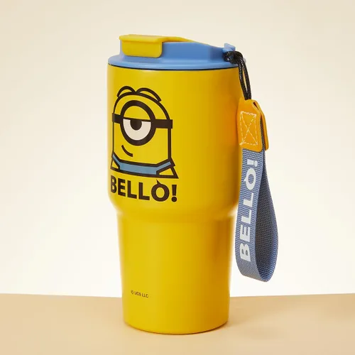 Miniatura 2 de MINISO Minions - Vaso de viaje de acero inoxidable de 17 onzas con correa, botella de agua aislada al vacío con tapa y soporte para taza de café