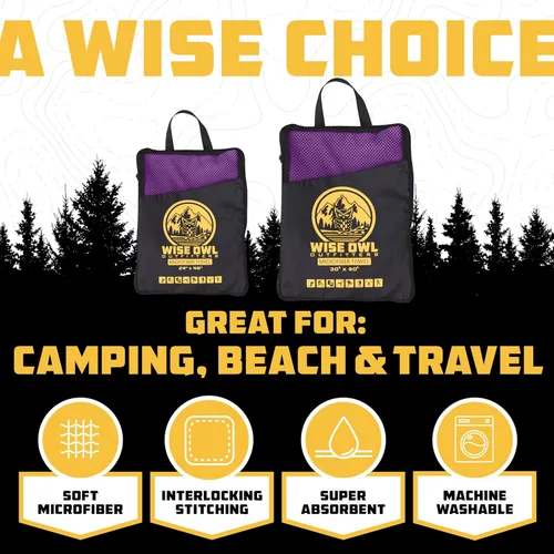 Miniatura 2 de Wise Owl Outfitters Microfiber Camping Towel - Quick Dry Towel for Travel, Backpacking, Hiking, Beach, Gym & Yoga - Compact, Fast Drying &