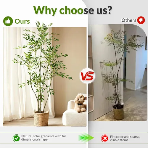 Miniatura 2 de Árbol de bambú artificial grande para interiores y exteriores, plantas realistas de seda de plástico sintético en maceta, para el hogar, sala