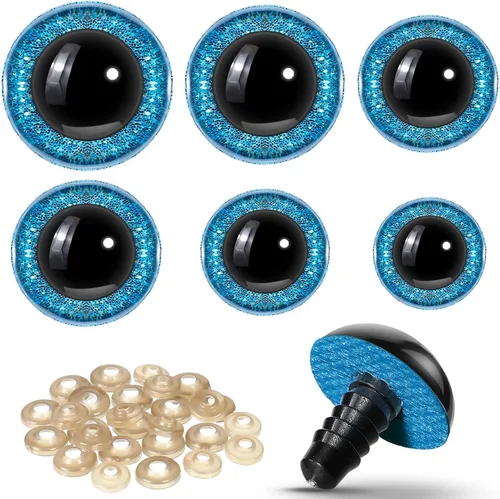 Miniatura 12 de WILLBOND 56 ojos grandes de seguridad, ojos de animales de peluche de plástico de 0.63 a 1.18 pulgadas, ojos de ganchillo artesanales para bricolaje