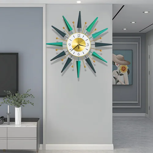 Reloj grande silencioso de mediados de siglo sin tictac, reloj de pared grande de 23.6 pulgadas decorativo de metal, decoración moderna para el