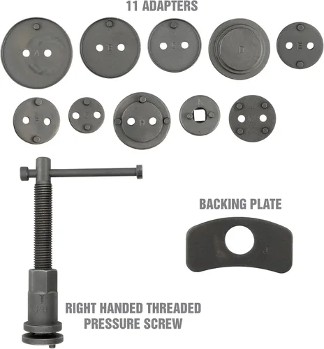 Miniatura 5 de OEMTOOLS 27111 Juego de herramientas de freno de disco, 11 adaptadores, para la mayoría de las pinzas de pistón nacionales/importadas