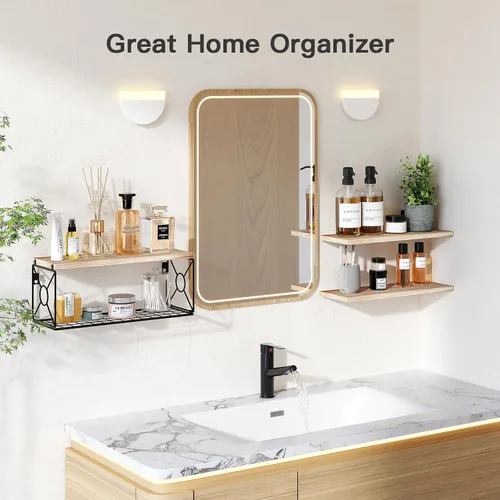 Miniatura 4 de Estantes de Baño Amada sobre Inodoro con Cesta de Almacenamiento, Estantes Flotantes, Estantes de Pared para Organización del Hogar y Decoración