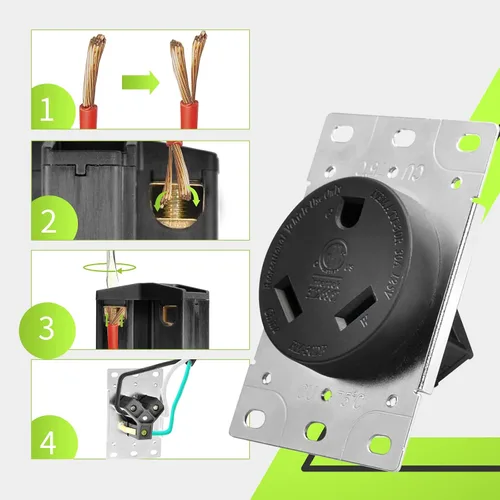 Miniatura 2 de RVMATE Receptáculo NEMA TT-30R, salida RV de 30 amperios, hoja recta de 125 voltios, reemplazo de potencia de montaje empotrado, 2 polos, 3 cables