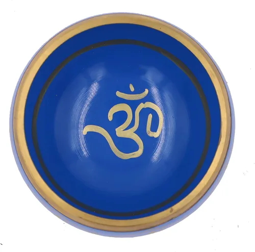 Miniatura 5 de DharmaObjects ~ Juego de cuencos tibetanos OM con mazo, cojín de brocado y bolsa de transporte ~ para meditación, curación de chakras, oración, yoga