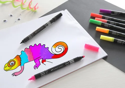 Miniatura 3 de Faber-Castell Bolígrafos de punta de fieltro de neón de doble punta - Juego de 10 With fine and wide tip - colouring pens for children and adults