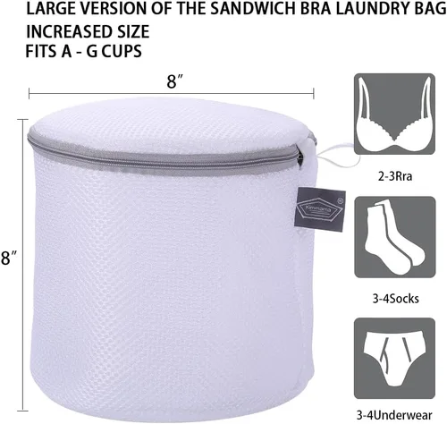 Miniatura 2 de Kimmama Bolsas de lavado de brasieres para lavandería, bolsas de lencería para lavar delicados, bolsa de lavandería grande para lavadora, malla