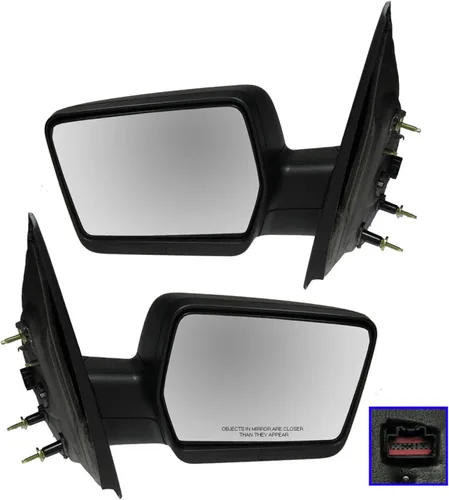 Miniatura 92 de TRQ Juego de conjunto de espejos laterales del conductor y del pasajero de 2 piezas con ajuste eléctrico, calefacción y memoria en negro Compatible
