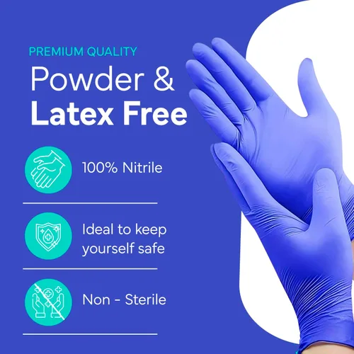 Miniatura 3 de OWELL® Blue Medical Exam Nitrile Gloves – Disposable Gloves for Dental & Medical Use, Powder-Free, Latex-Free, Chemo Rated