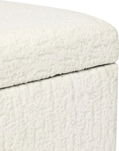 Miniatura 5 de Adeco Otomán Cubo de Piel Sintética Blanca de 18 Pulgadas de Alto con Almacenamiento, Taburetes Reposapiés de Silla de Terciopelo en Relieve 3D