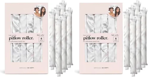 Miniatura 9 de Kitsch Rodillos de almohada de satén, rizador de pelo sin calor, rizos sin calor durante la noche, varillas rizadoras flexibles para cabello largo