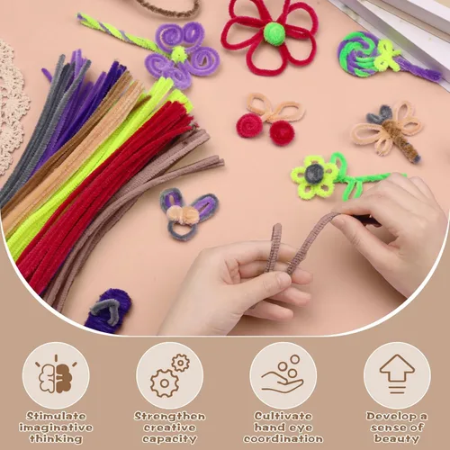 Miniatura 89 de Zlulary Juego de 100 limpiapipas de chenilla, de color sólido, para limpiar tuberías, manualidades, manualidades, decoración, tallos de felpilla Gris