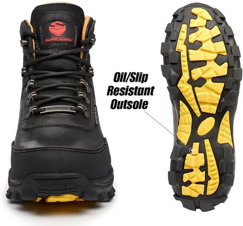 Miniatura 4 de SUREWAY Men's 6" Soft/Steel Toe Heavy Duty Waterproof Work Boot - Leather,Lace Up,Oil/Slip Resistant Dual-Density Comfortable EH Construction