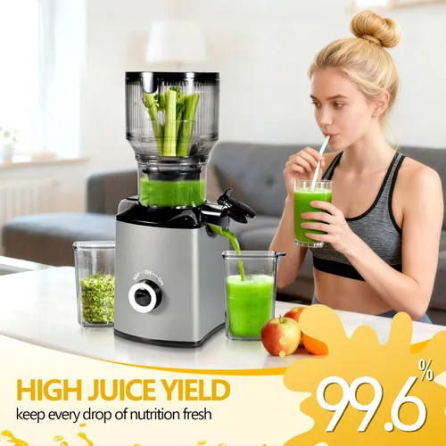 Miniatura 3 de Máquina fría del Juicer de la prensa 5,4" de ancho de la máquina del extractor del jugo de la tolva de la alimentación alto rendimiento del jugo