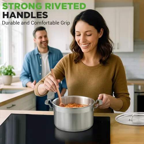 Miniatura 8 de NutriChef - Olla grande de acero inoxidable de 5 cuartos con tapa - 18/8 Grado alimenticio resistente, olla grande de acero inoxidable