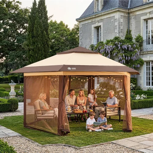 Miniatura 9 de CROWN SHADES Cenador desplegable de 13 x 13 pulgadas con mosquiteras, cenador portátil patentado CENTERLOK de 6 caras, tela recubierta plateada