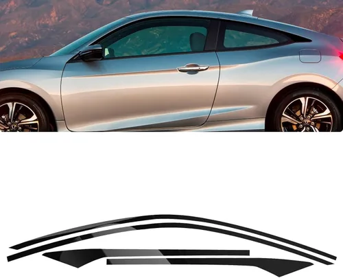 Miniatura 10 de Xotic Tech - Juego de calcomanías precortadas de vinilo para puerta lateral, cromadas, color negro mate, compatible con Honda Civic Coupe 2016-2021
