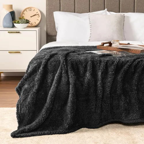 Miniatura 33 de PAVILIA - Manta de sherpa para sofá, gris esponjosa y cálida, manta de felpa suave para cama, acogedora, súper suave y ligera, manta decorativa