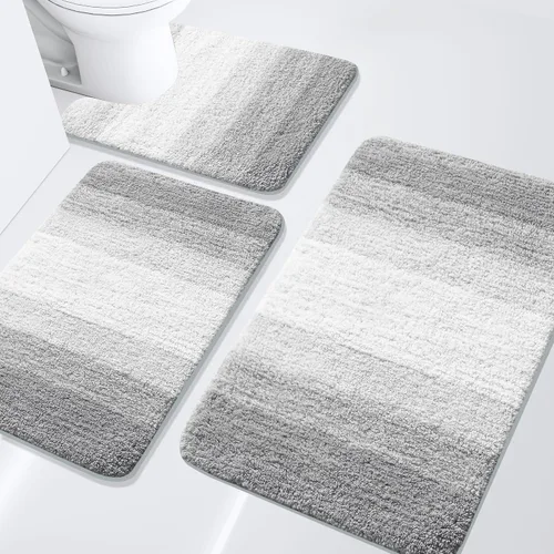 Miniatura 19 de Arotive - Juego de alfombras de baño de 3 piezas, alfombras de baño extra suaves y absorbentes, alfombrillas de baño lavables a máquina y que se