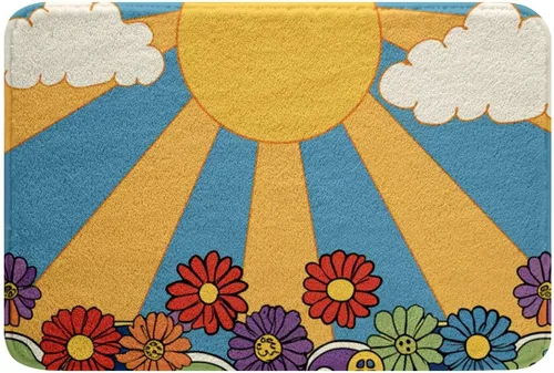 Miniatura 11 de Alfombra de baño vintage con diseño de flores de los años 70, diseño de calavera de estrella, para adultos de los años 60, alfombra de cocina