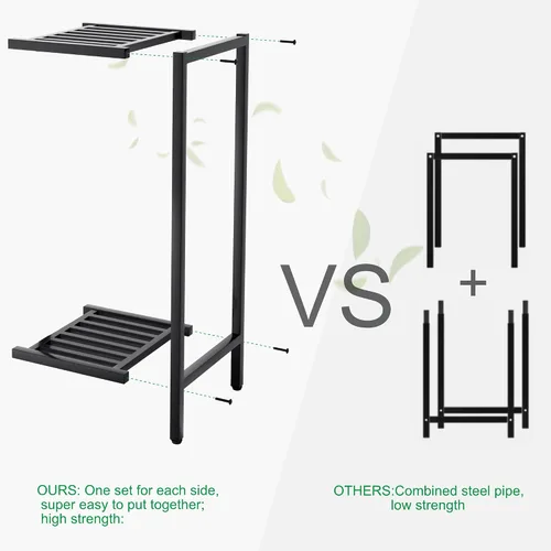 Miniatura 3 de Zhongma Soporte para Plantas de Interior y Exterior de 2 Niveles de 30" de Alto, 12 L x 12 W x 30 H pulgadas, Soporte de Flores de Metal Cuadrado