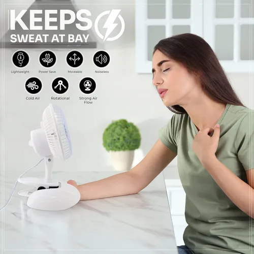 Miniatura 6 de RamPro Escritorio portátil y ventilador de clip, ventiladores de 6 pulgadas, enchufe pequeño y silencioso, pequeño ventilador de refrigeración