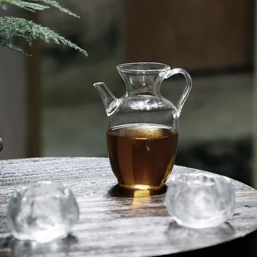 Miniatura 5 de Hemoton - Tetera de vidrio para uso doméstico Pequeña tetera de Kung Fu cómoda - Mango escaldado para elaborar cerveza y té de hierbas