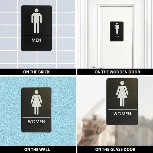 Miniatura 4 de Hecho en EE.UU. - Letreros de Baños para Hombres y Mujeres Compatibles con ADA, Señales de Puertas de Baño para Oficinas, Negocios y Restaurantes