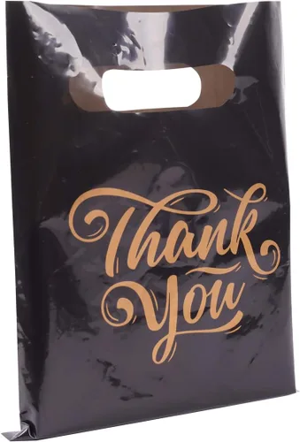Miniatura 19 de ysmile Bolsa de plástico para compras para pequeñas empresas, bolsa de polietileno para mercancías con asa troquelada de gran tamaño 11.8x15.8