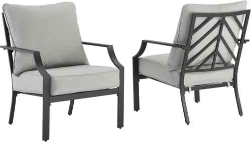 Miniatura 16 de Crosley Furniture Otto - Juego de muebles de patio de 4 piezas Chevron para exteriores, juegos de conversación para porche, negro mate con cojines