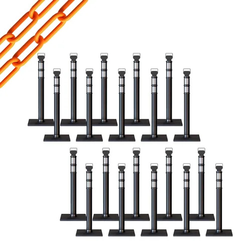 Miniatura 79 de Trafford Industrial - Juego de 20 postes de delineador de 45 pulgadas, collares reflectantes de 3 pulgadas, base de goma de 10 libras