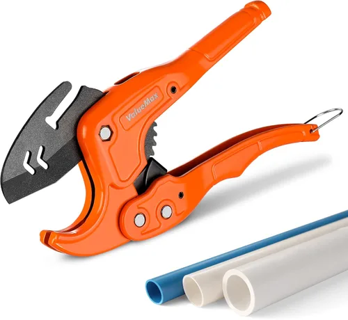Cortador de tubería de PVC ValueMax, corta hasta 1-1/4", herramienta de corte de PVC con hoja SK5, cortador de PVC de trinquete, cortador de tubos