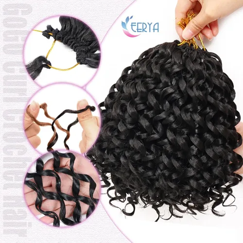 Miniatura 5 de 7 paquetes de cabello rizado de ganchillo GoGo de 6 pulgadas, pelo corto, para mujeres, rizos de playa, trenzas de ganchillo de torsión profunda