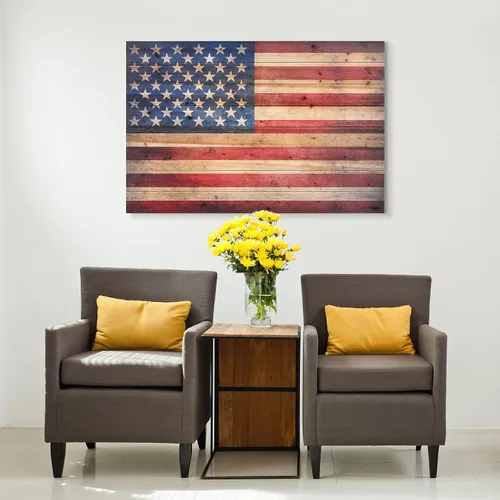 Miniatura 4 de Empire Art Direct Arte de pared con impresión digital de bandera estadounidense en madera maciza, 30 x 45 x 1.5 pulgadas, listo para colgar