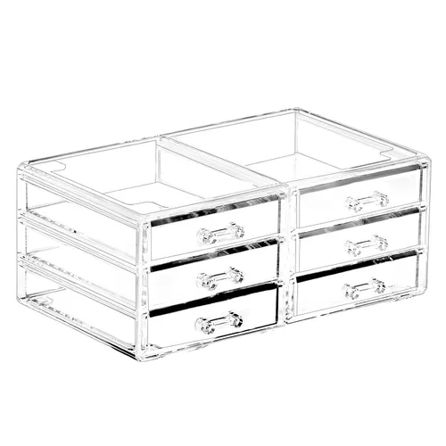 Miniatura 10 de Cq acrylic Organizador de maquillaje apilable con 3 cajones, organizador de cajones transparente para mostrador de tocador, organizador