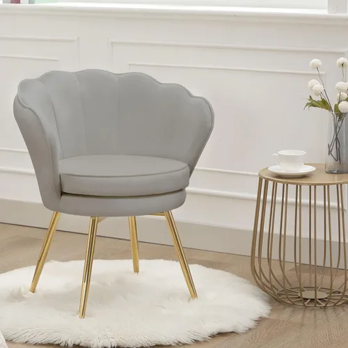 Miniatura 4 de Czlolo Juego de 2 sillas decorativas, sillas de tocador de terciopelo con respaldo, silla decorativa pequeña moderna de mediados de siglo para sala