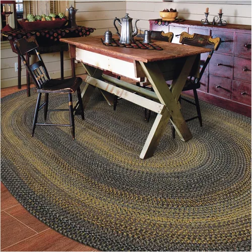 Miniatura 80 de Alfombra ovalada trenzada gris humo de 20 x 30 pulgadas, lavable para interiores y exteriores, decoración campestre para cocinas y entradas