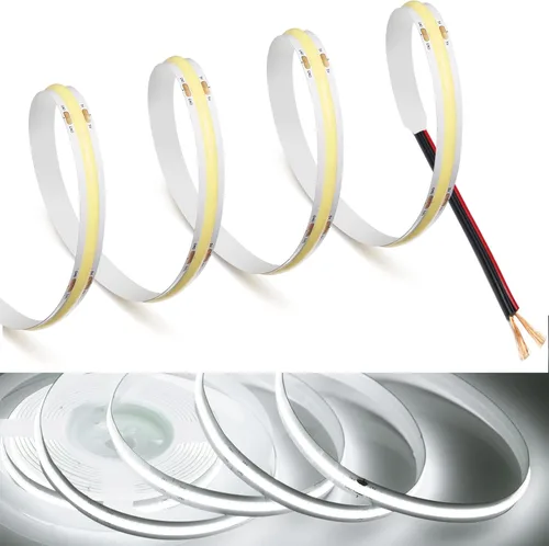 Miniatura 10 de MDee】Tira de luces LED COB de 3000K blanco cálido 1.64 pies/0.5m 5V cinta de luces LED flexibles CRI 90+ 800LM/m 320LEDs/m para decoración