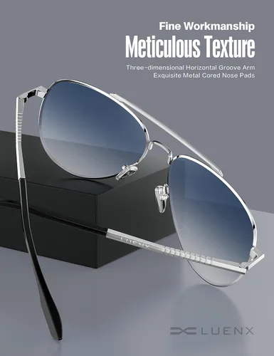 Miniatura 3 de LUENX, Aviator - Gafas de sol polarizadas, para hombres y mujeres, protección UV 400, con funda 60MM