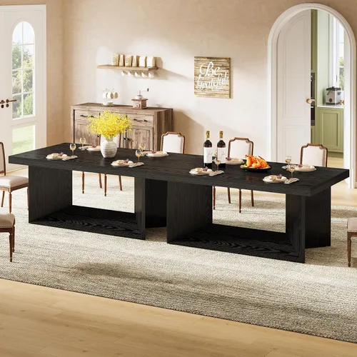 Miniatura 9 de Tribesigns Mesa de comedor de 63 pulgadas para 4-6, mesa de cocina de granja con pedestal resistente, muebles rectangulares de madera para el hogar