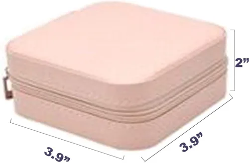 Miniatura 2 de Joyero de viaje organizador portátil para joyas, organizador de almacenamiento de piel sintética con espejo, soporte de joyería para mujeres