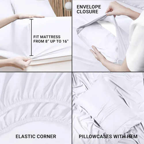 Miniatura 303 de Utopia Bedding Juego de sábanas Queen – Sábanas de 4 piezas para cama tamaño Queen, microfibra suave y transpirable, incluye 1 sábana bajera, 1 Gris