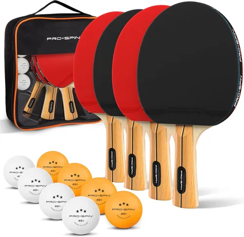PRO-SPIN Paletas de ping pong – Juego de alto rendimiento con raquetas de tenis de mesa premium, pelotas de ping pong de 3 estrellas, estuche de Set