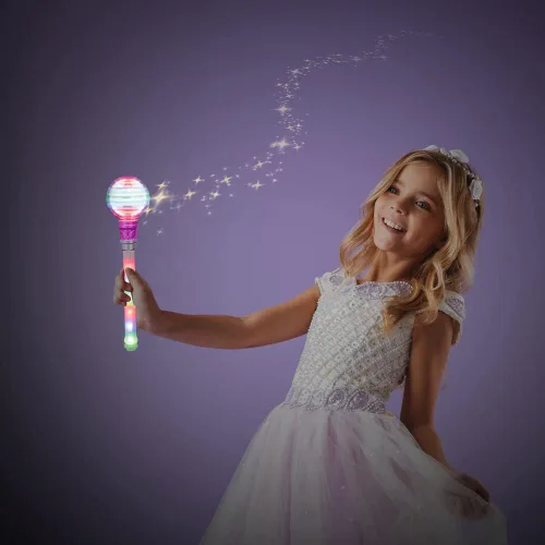 Miniatura 5 de ArtCreativity Varita de luz para niños, varita de juguete giratoria LED de 14 pulgadas con baterías incluidas, divertido juguete de varita iluminada